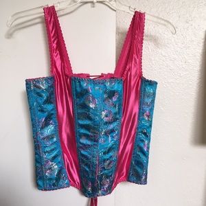 Pink and turquoise corset in size 38